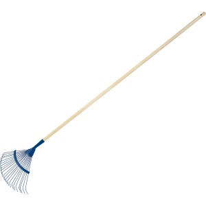 Lux Comfort Fächerbesen mit Rundzinken und Holzstiel zum Zusammenfegen von Laub und Grasschnitt.