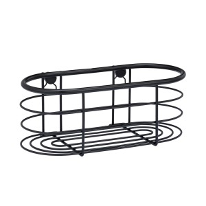 Schwarze WENKO Wandablage Trestina aus Edelstahl im Draht-Design.