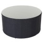 Runder Tisch der MCW Savoie Lounge-Garnitur aus anthrazitfarbenem Rattan mit Glasplatte.