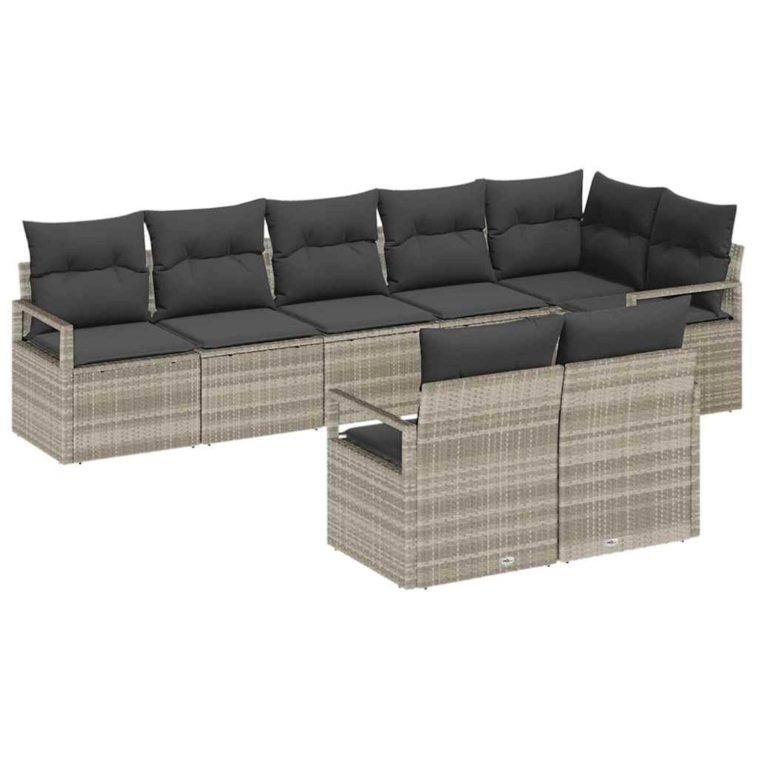 vidaXL Garten-Sofa-Set 8-Tlg Hellgrau Poly Rattan 3346432 günstig online kaufen