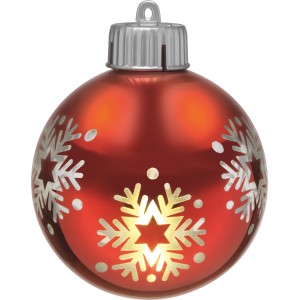 Rote LED Weihnachtskugel mit Schneeflockenmuster, 3-fach sortiert.