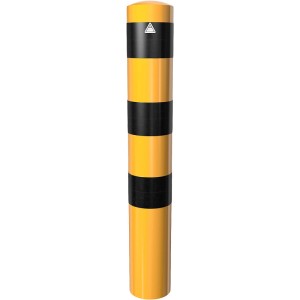 Gelb-schwarzer Schake Absperrpoller zum Einbetonieren, Ø 152 mm x 1500 mm.