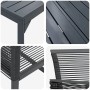 Detailansichten der vidaXL Garten Essgruppe, 9-teilig, schwarz, Stahl/Poly Rattan: Tischplatte, Stuhlgeflecht, Gestell.