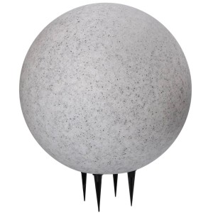Graue LED Bodenleuchte Hoi-ein in Kugelform mit Sensor für den Außenbereich.