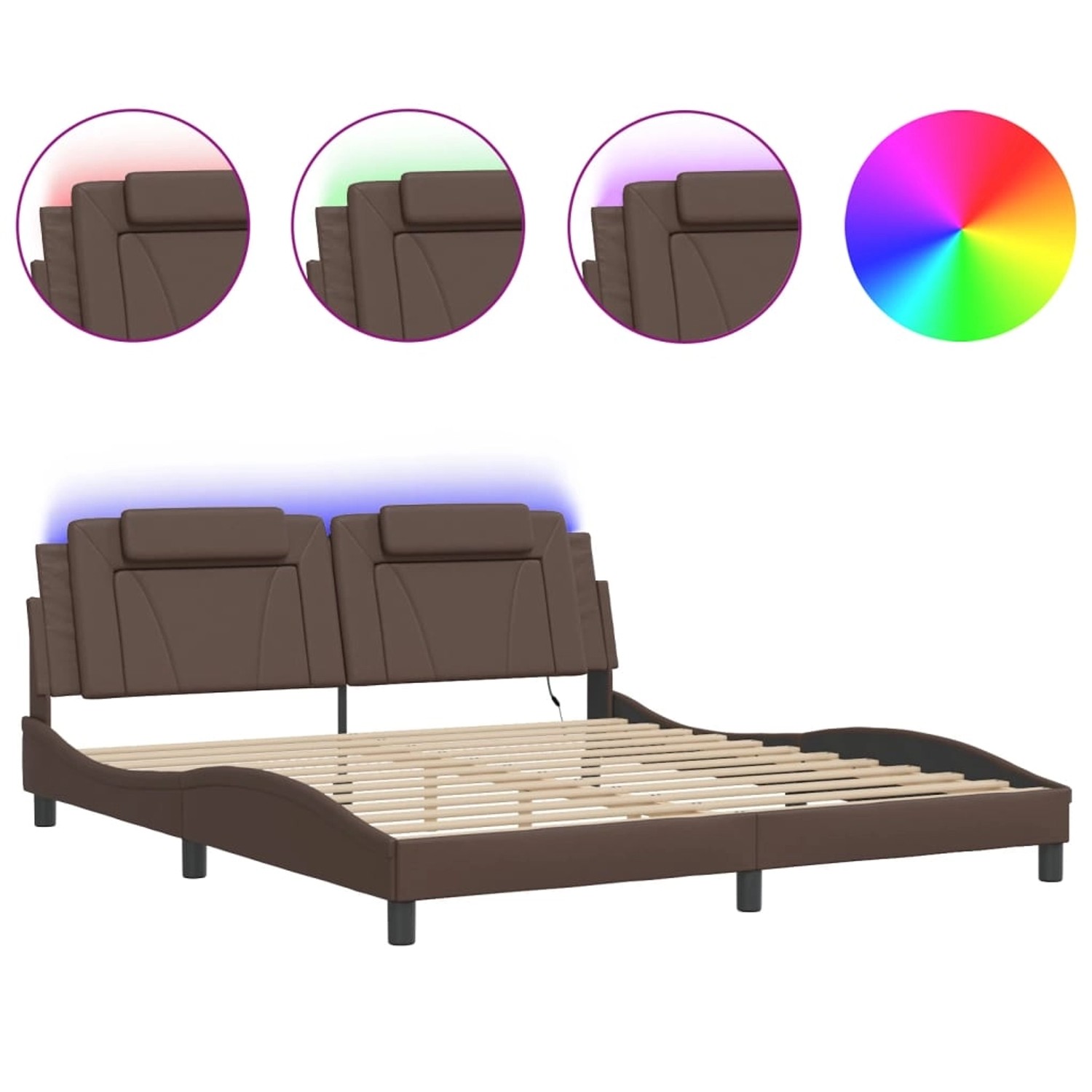 vidaXL Bettgestell Viana mit LED ohne Matratze Braun 180x200 cm Kunstleder günstig online kaufen