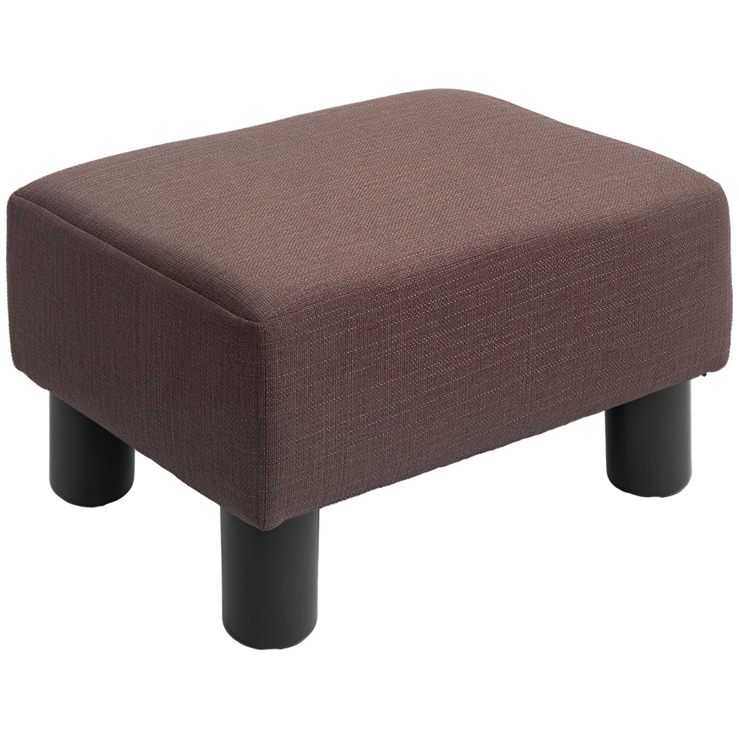 HOMCOM Fußhocker Leinen Stoff Schaumstoff Bein Braun 40B x30T x 24H cm