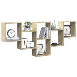 vidaXL Wandregal Sonoma-Eiche aus Holzwerkstoff, modular, mit offenen Fächern für Bücher und Deko.