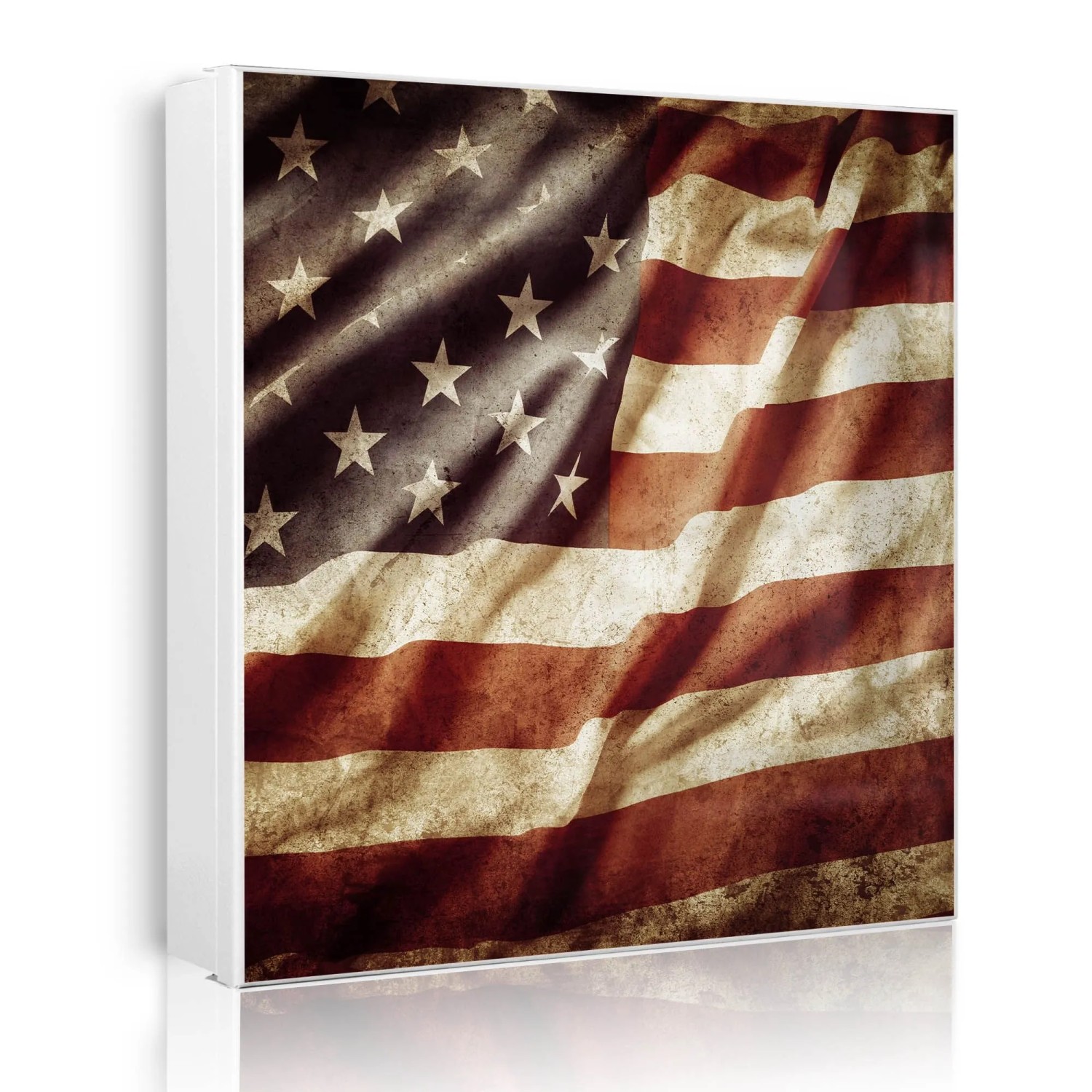 Banjado Großer Schlüsselkasten Metall 30x30cm Weiß Scharnier Rechts 50 Haken Beschreibbar Magnetisch Motiv United States
