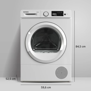 Telefunken Wärmepumpentrockner TWP7EW, 7 kg Frontlader in Weiß mit Display und Knitterschutz.