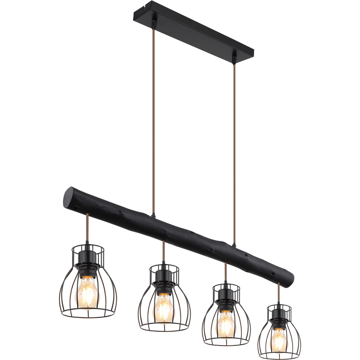 GLOBO Pendelleuchte MINA 15326-4NB schwarz Metall Holz B/H/T: ca. 82,5x140x günstig online kaufen