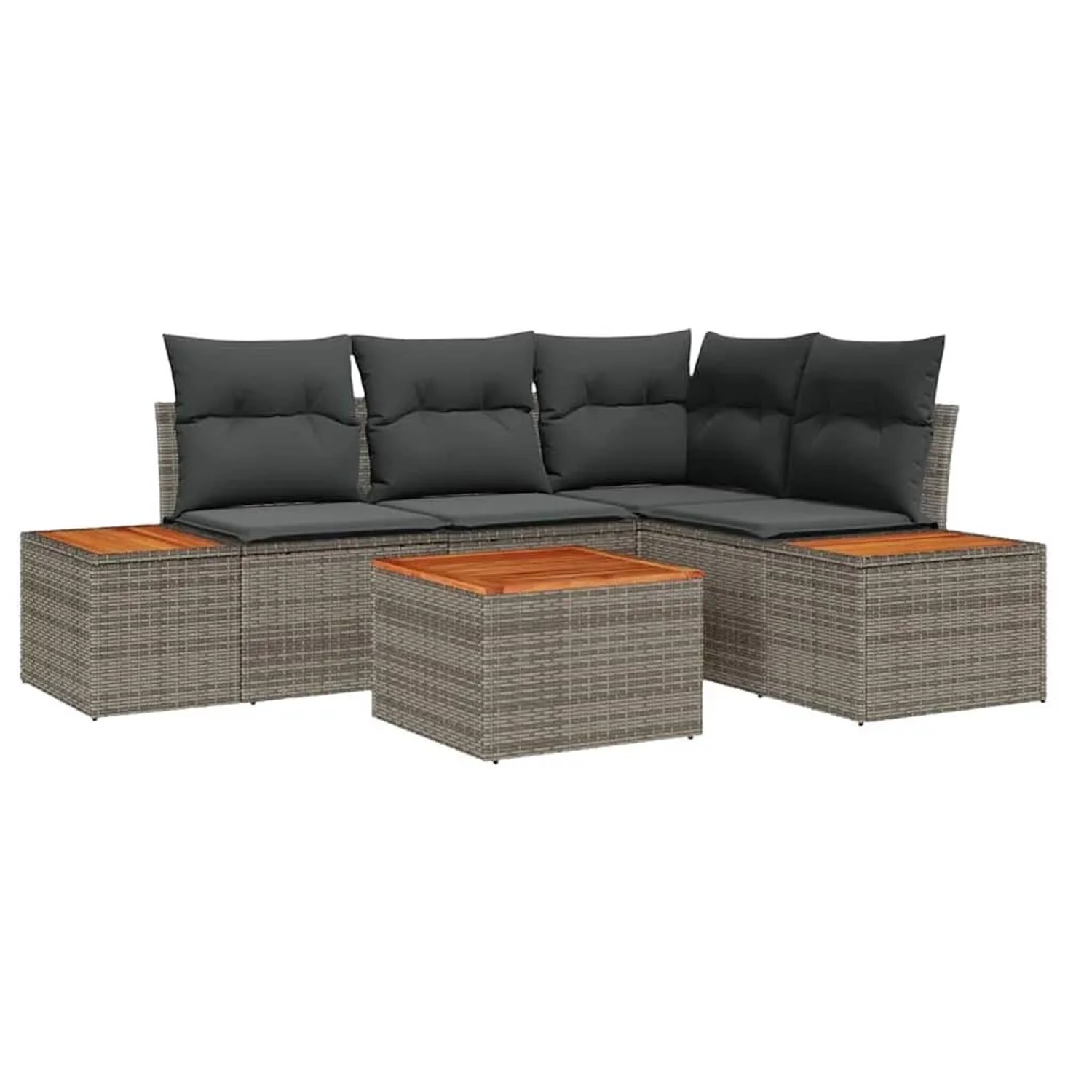 Thumbnail - vidaXL Gartensofa-Set mit Kissen mit Speicher 4 Stk Grau Polyrattan 3356749
