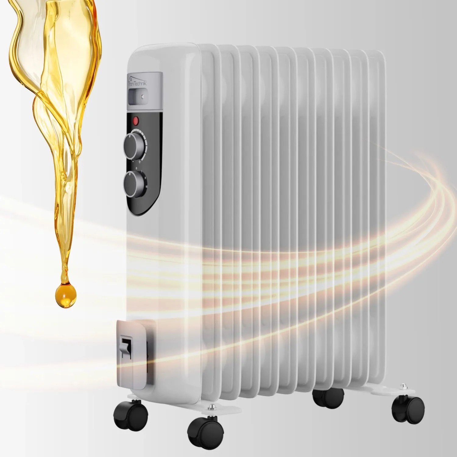 TroniTechnik Ölradiator TT-OR 111, Elektroheizung mit 11 Rippen, 2500 Watt, 3 Stufen, weiß.