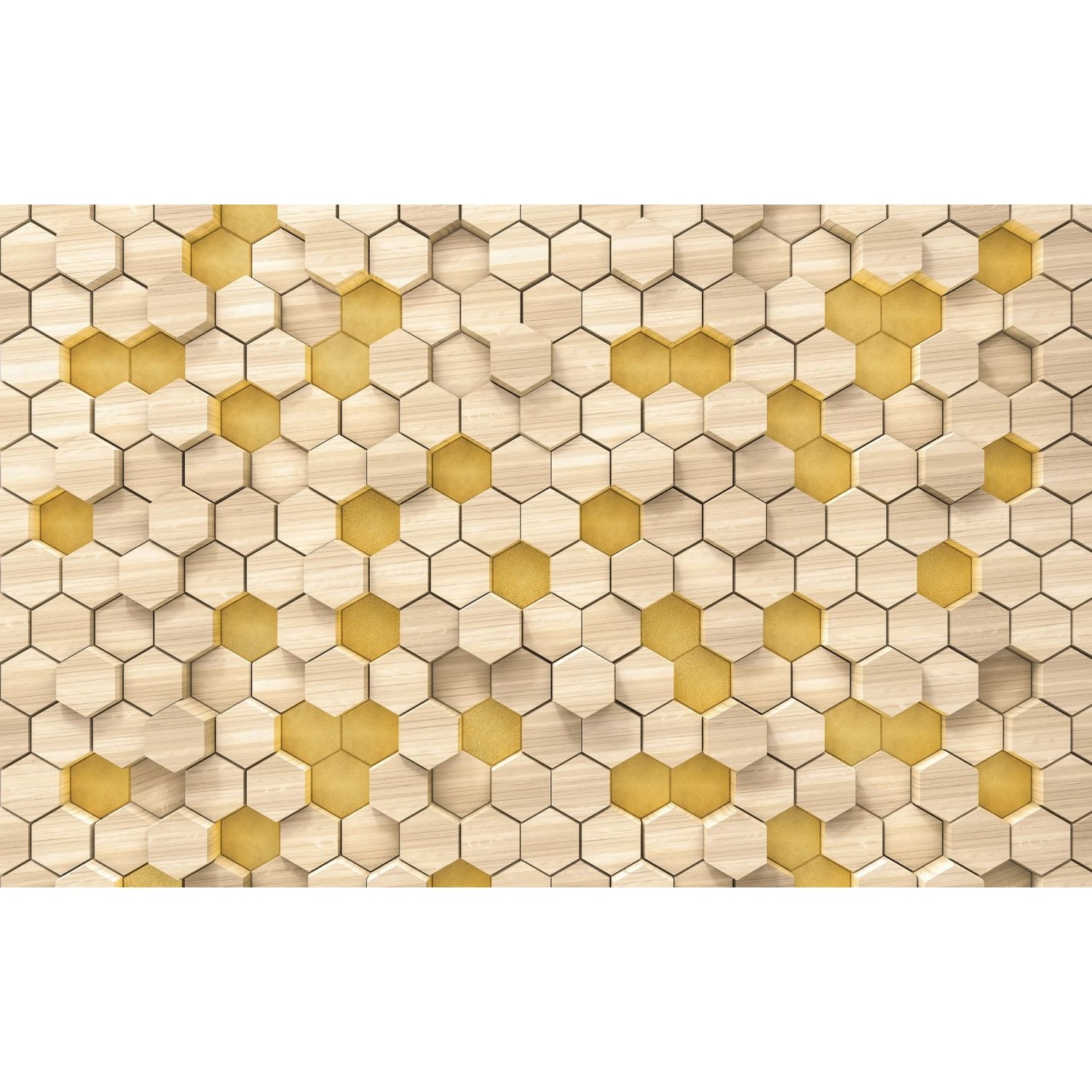 Sanders & Sanders Fototapete Hexagon Beige und Gelb 400 x 250 cm 611883