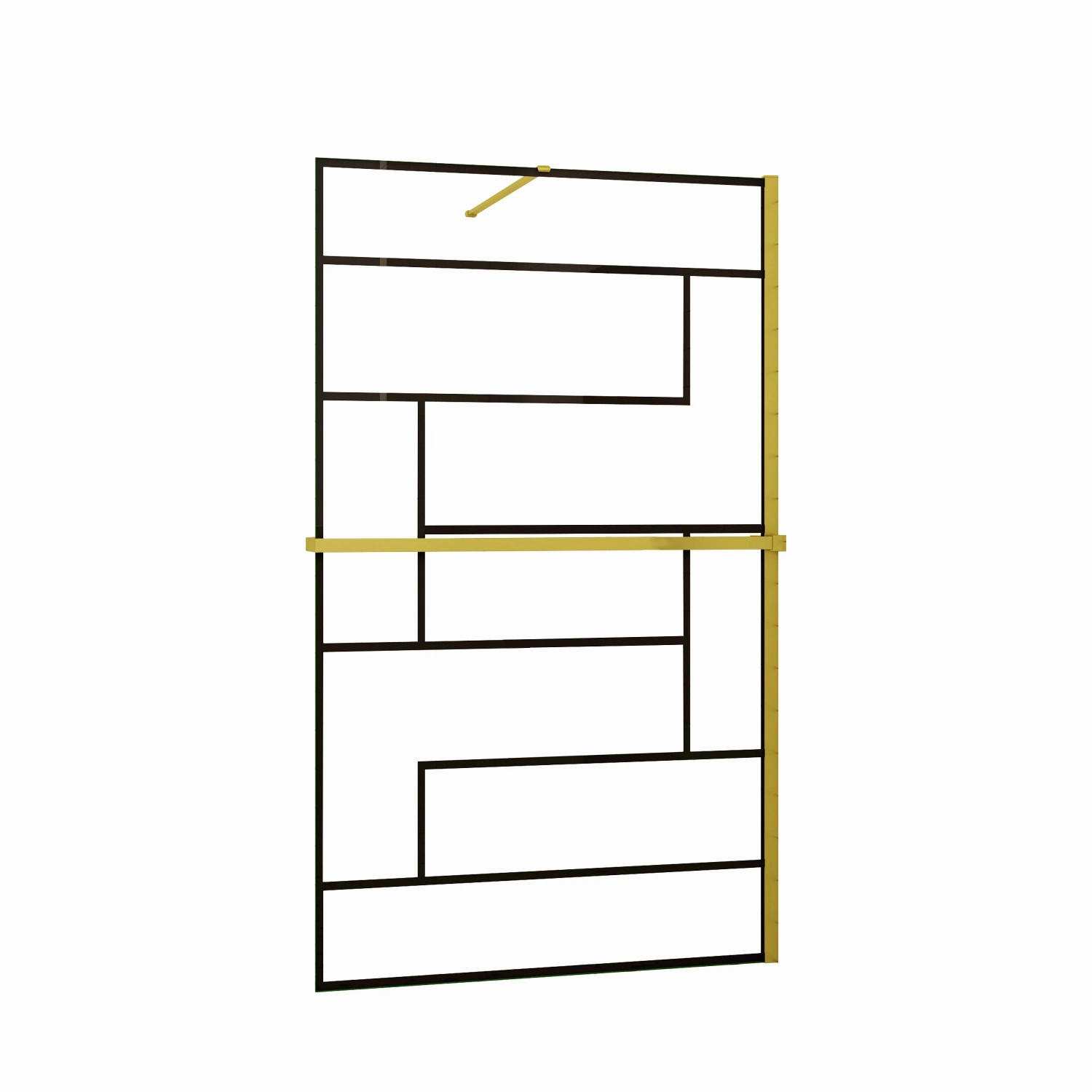 Duschparadies Walk-in Duschen 120 x 200cm Mit Duschregal Handtuchhalter 8mm Nano Glasdekor Gitter Goldrahmen