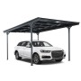 Ximax Einzelcarport ECO: Grauer Carport mit Polycarbonat-Dach und Auto. Ideal als Wetterschutz.