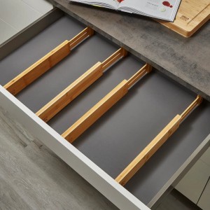 SOTECH 4-Teiliges ORGA-BOX Bambus Schubladen Trennsystem 430 bis 556 mm Höhe 63 mm mit Federmechanismus