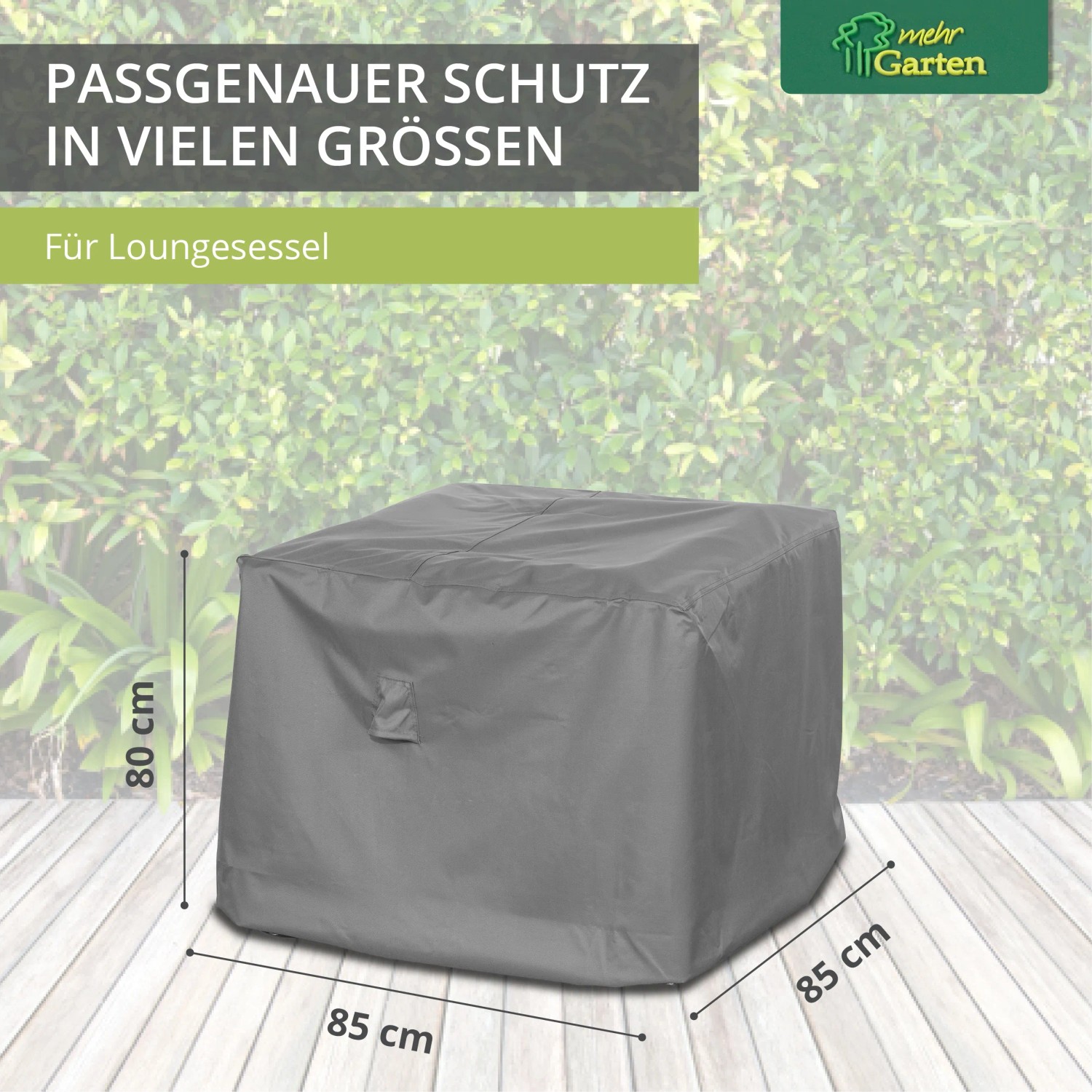 Graue Mehr Garten Schutzhülle für Loungesessel, 100x100x80 cm, schützt vor Witterung.