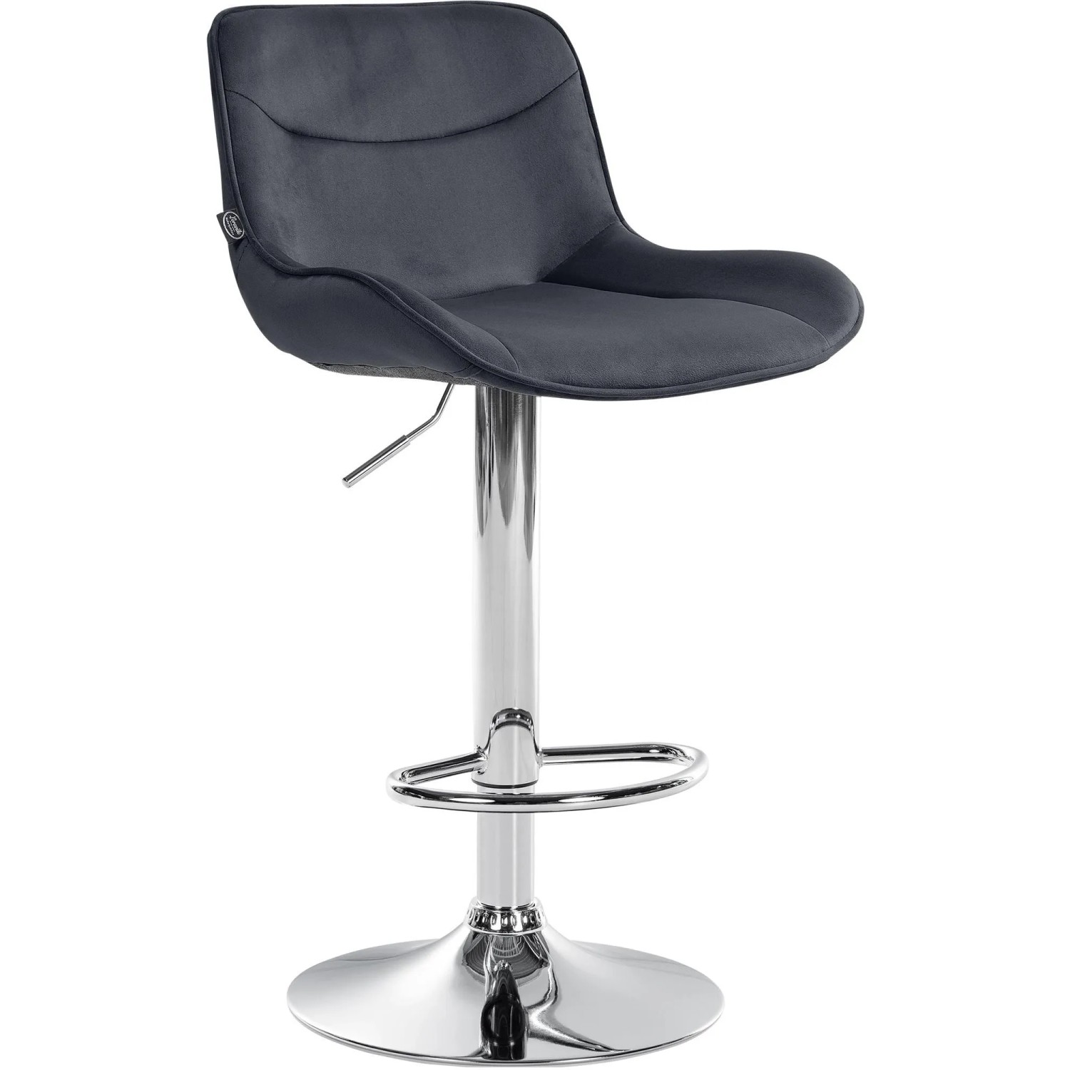 DELUKE Barhocker RAGAD Samt Schwarz 49x51x85cm Silber Barstuhl Höhenverstellbar Mit Lehne Drehbar Tresenhocker Tresenstuhl