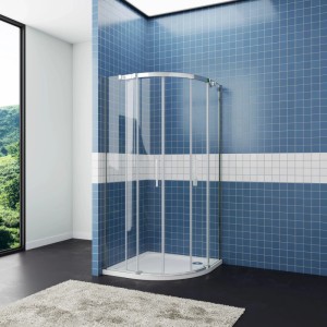 Viertelkreis Duschkabine 90x90x195cm aus 6mm ESG Klarglas mit glänzendem Chromrahmen für Ihr Bad.