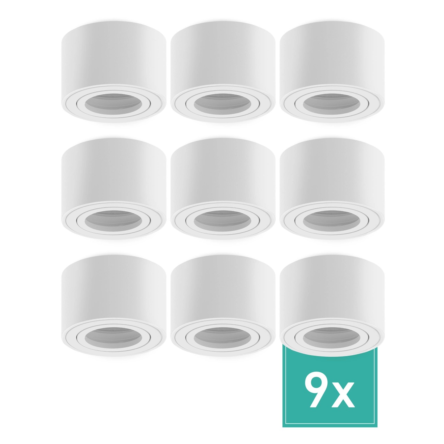Oktaplex 9er Set Aufbauspot Aluminium Lile S für LED-Module Deckenspot Spot günstig online kaufen