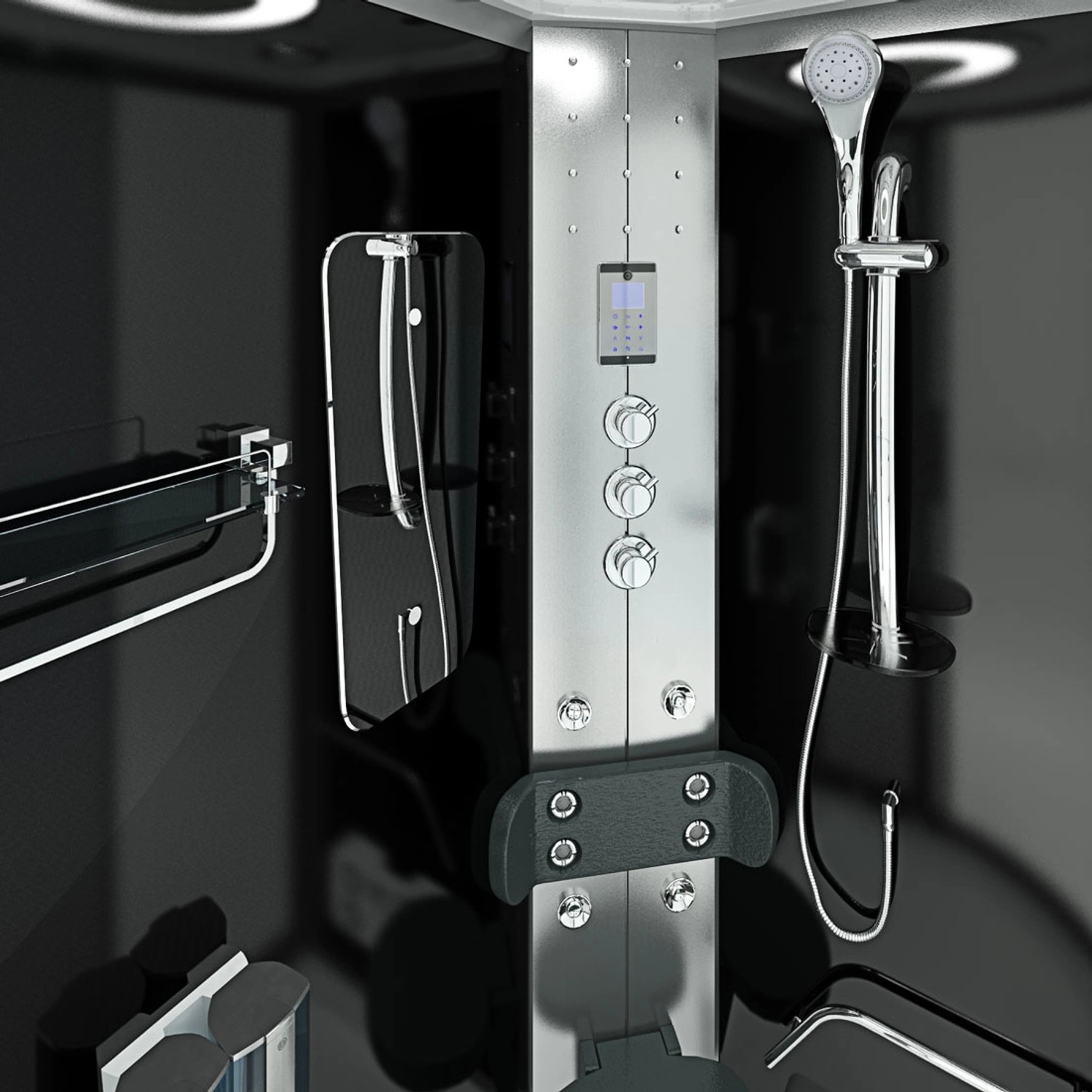 AquaVapore Duschkabine D60-73T3L, 120x80 cm, mit Regendusche, Handbrause und Massagedüsen.