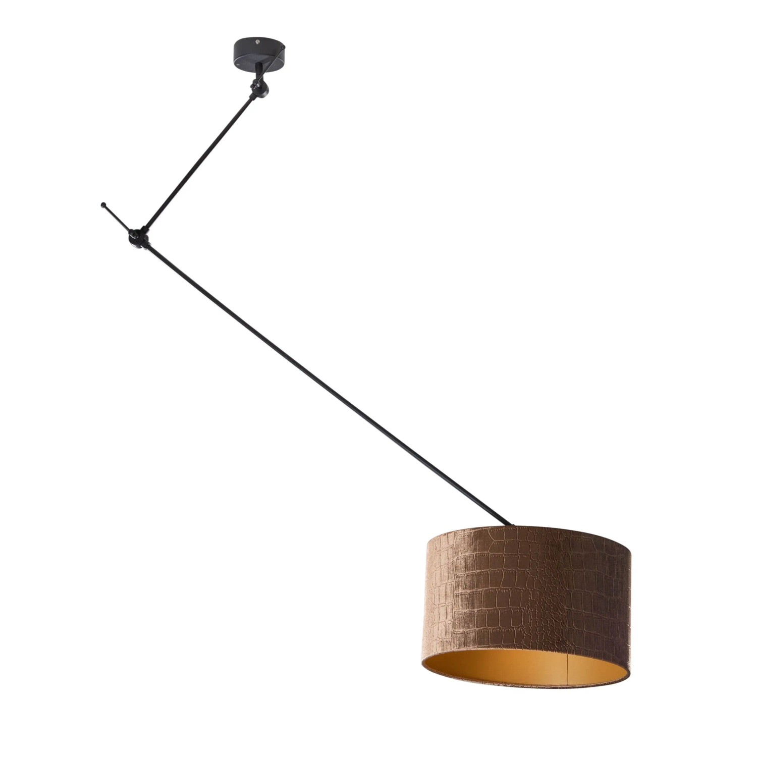 QAZQA Pendelleuchte Schwarz mit Samtschirm Krokodil Design 35cm Blitz