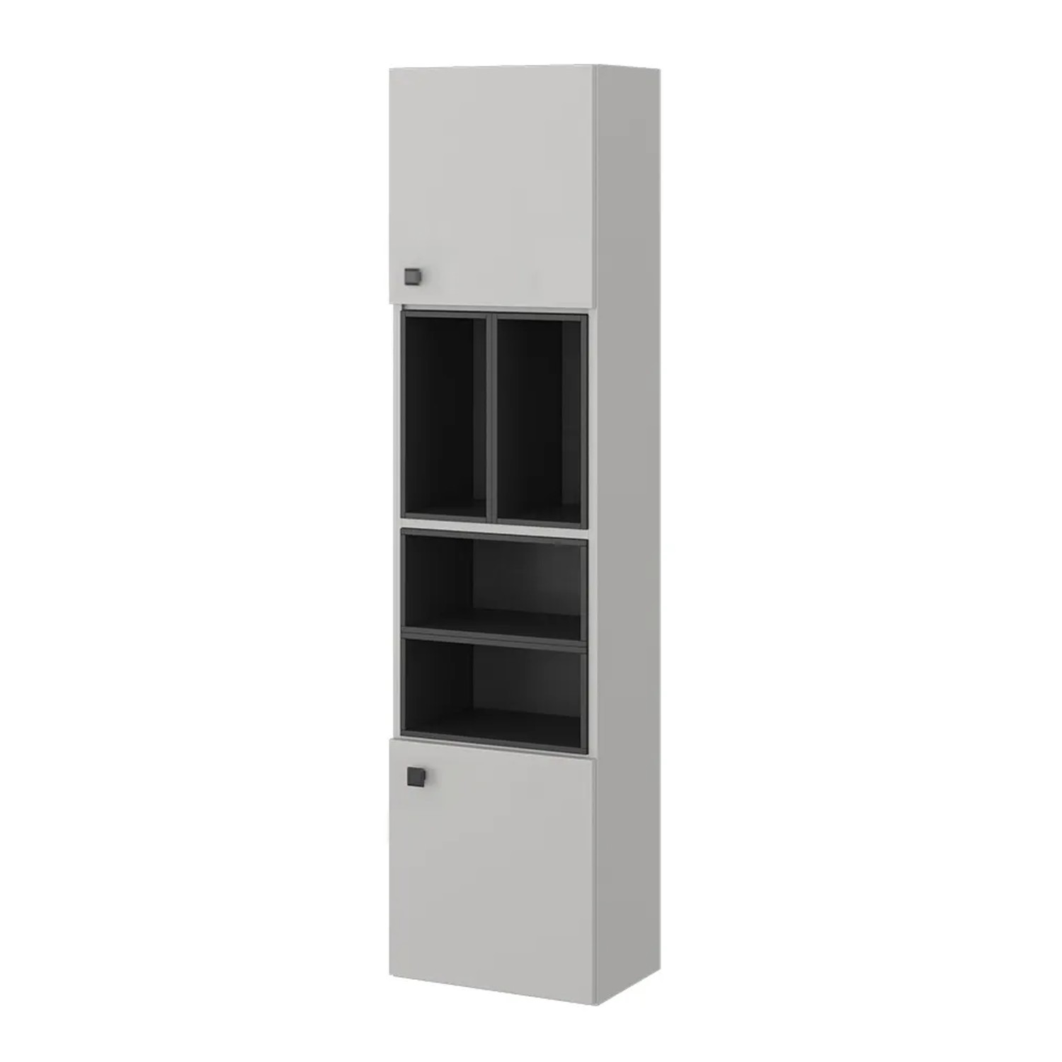 Vicco Badschrank Gerta Grau 38 x 150 mit Tür und Offenen Fächern Opt 2