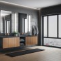 Modernes Badezimmer mit Trio LED-Wandleuchte Fabio in Chrom, Bad-Wandleuchte mit warmweißem Licht.