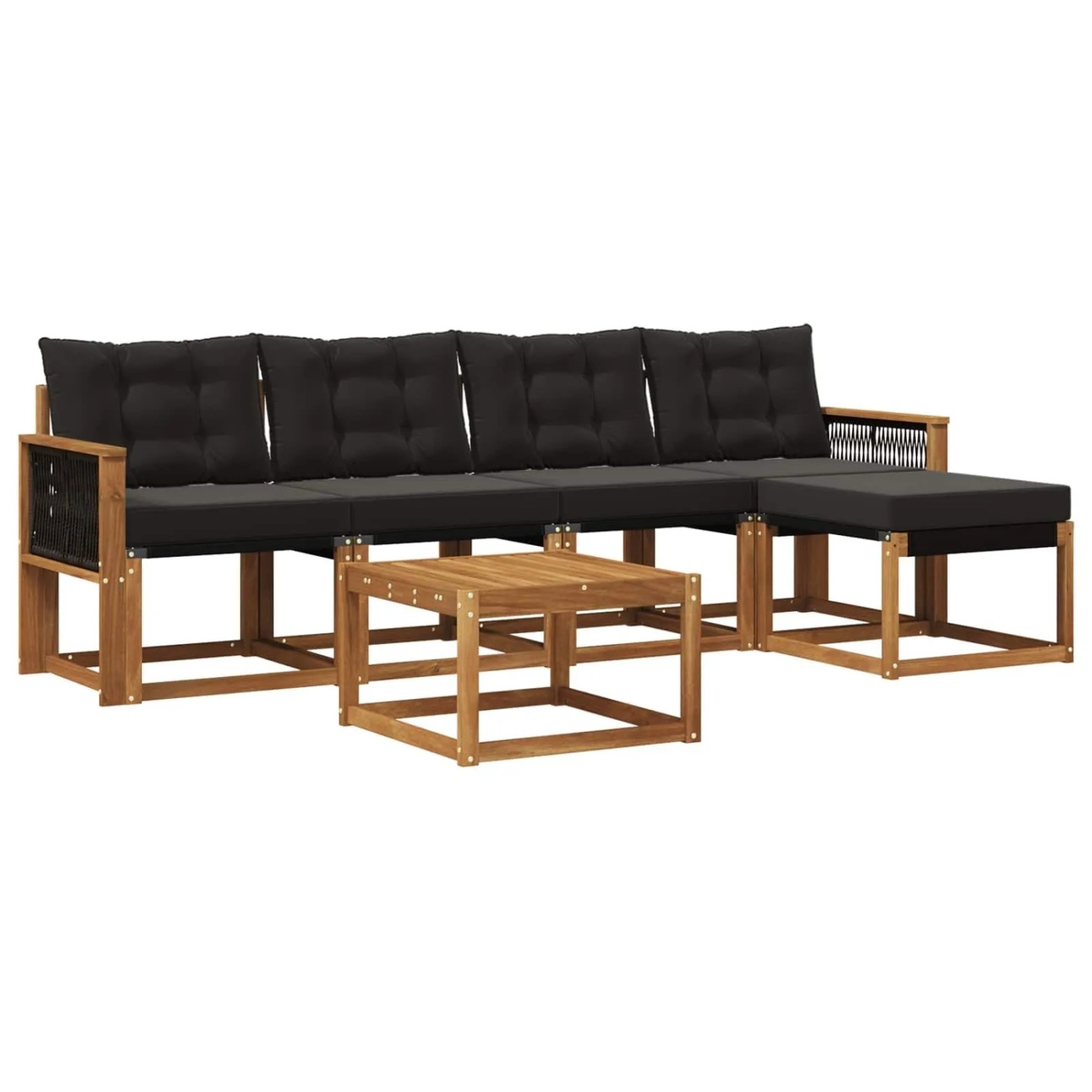 vidaXL Outdoor-Sofagarnitur mit Kissen 6 Stk Natur und Schwarz 3381904