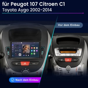 Junsun Autoradio für Peugeot 107/Toyota Aygo: Vorher-Nachher-Vergleich. Modernes Touchscreen-Radio mit CarPlay, Android Auto.