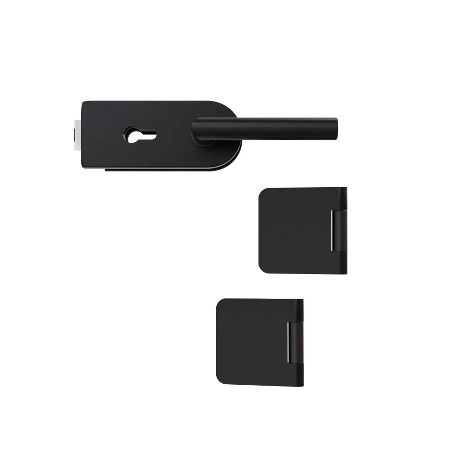 Hansaglas Glastürbeschlag Studio/Office Profilzylinderschloss Gerundet Glastür Beschlag-Set Schwarz