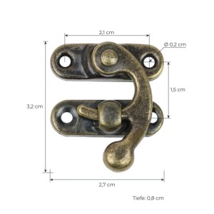HMF Vintage Deko Verschluss aus bronzefarbenem Metall, 3,2 x 2,7 cm, für Geschenkboxen und DIY.