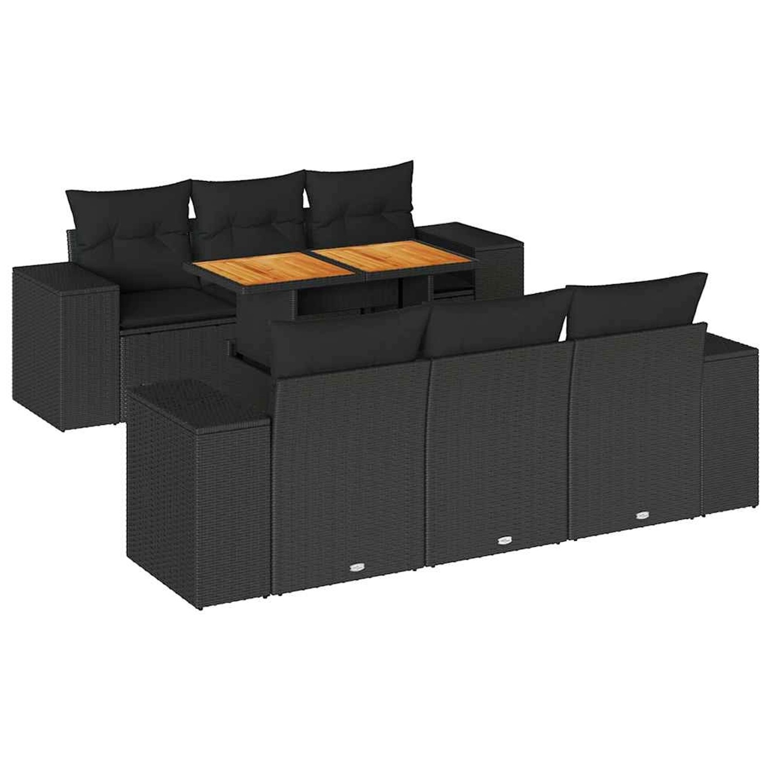 vidaXL 7-Tlg Garten-Sofagarnitur mit Kissen Schwarz Poly Rattan 3327331 günstig online kaufen