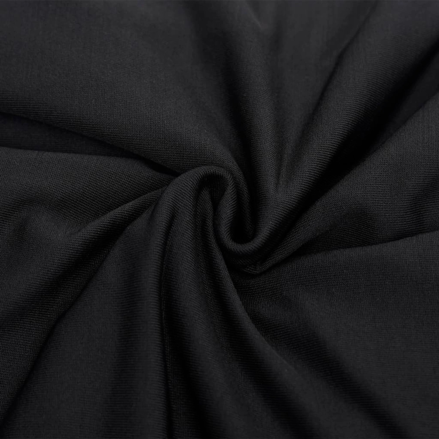 Detailaufnahme: Schwarze vidaXL Stretch Sofahusse aus Polyester-Jersey für 4-Sitzer Sofas.