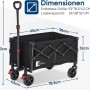 Schwarzer, faltbarer SUNULA Bollerwagen mit Stahlrahmen und 100 kg Tragkraft für Camping & Freizeit.