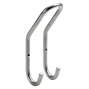 Hettich Garderobenleiste aus Metall, silberfarben, mit einem Haken zum Anschrauben.