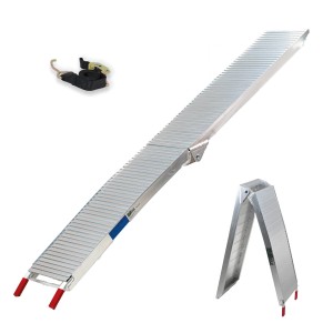 TRUTZHOLM Alu Auffahrrampe, klappbar, 205 cm, Traglast 340 kg, mit Spanngurt. Zubehör für Autoanhänger.