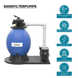 Wiltec Sandfilteranlage 550W 38L Filtertank 18000L/H Pumpe Pool Filterpumpe