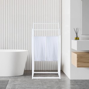 Relaxdays Handtuchständer Eisen Weiß mit 3 Stangen Freistehend 86 cm x 44 cm x 21 cm 1,7 kg