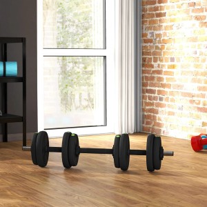 SPORTNOW Hantelset, 15 kg, 2-in-1: Kurzhanteln und Langhantel für vielseitiges Training.