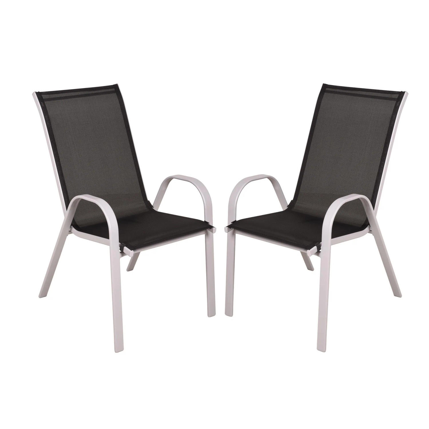 DELUKE Gartenstuhl 2er Set NAOMI Kunststoff Schwarz Stapelstuhl Wetterfest Gartenstühle Outdoor Essstühle