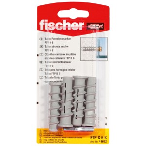 Fischer Turbo Porenbetondübel FTP K 6 K (4 Stk.) im Blister. Dübel für Porenbeton.