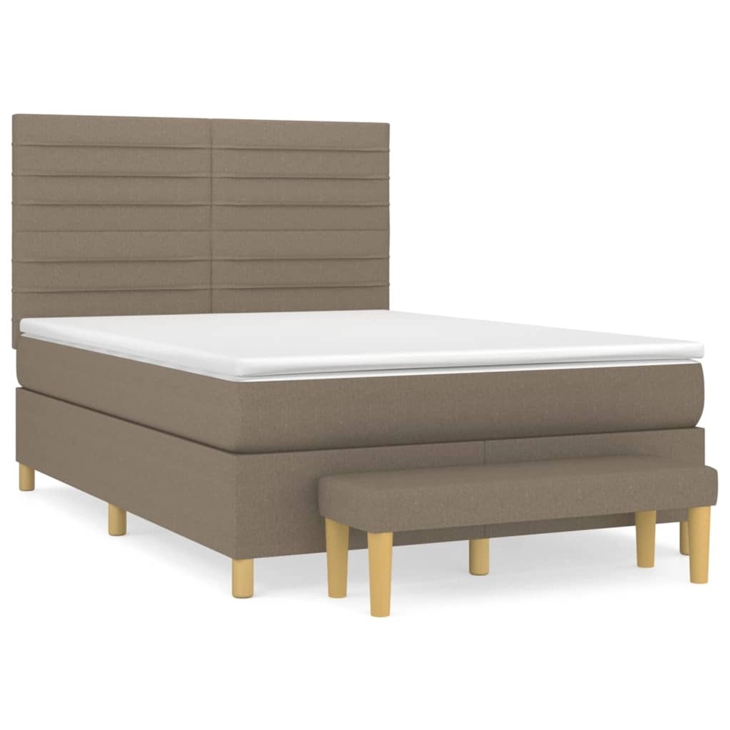 vidaXL Boxspringbett mit Matratze Taupe 140x190 cm Stoff1468734