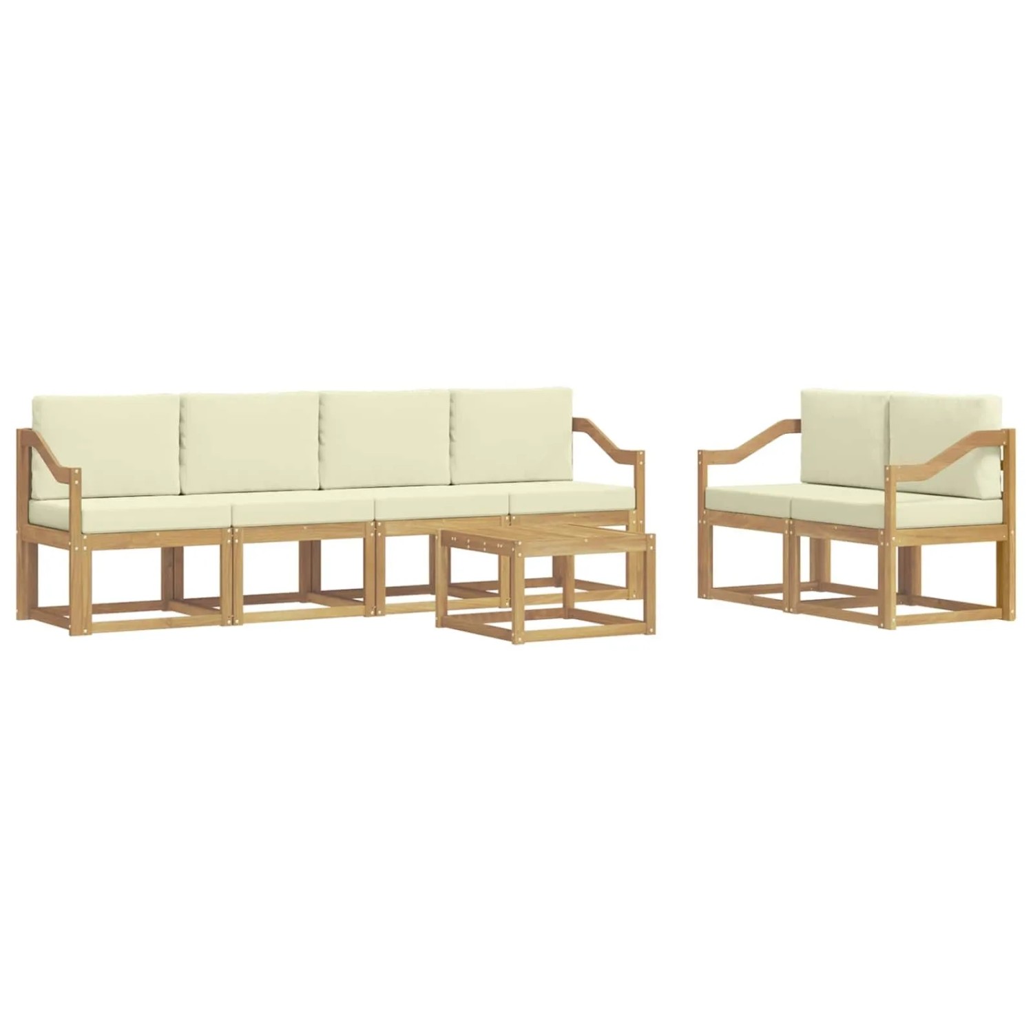 vidaXL Outdoor-Sofagarnitur mit Kissen 7-Tlg Weiß und Creme 3387294