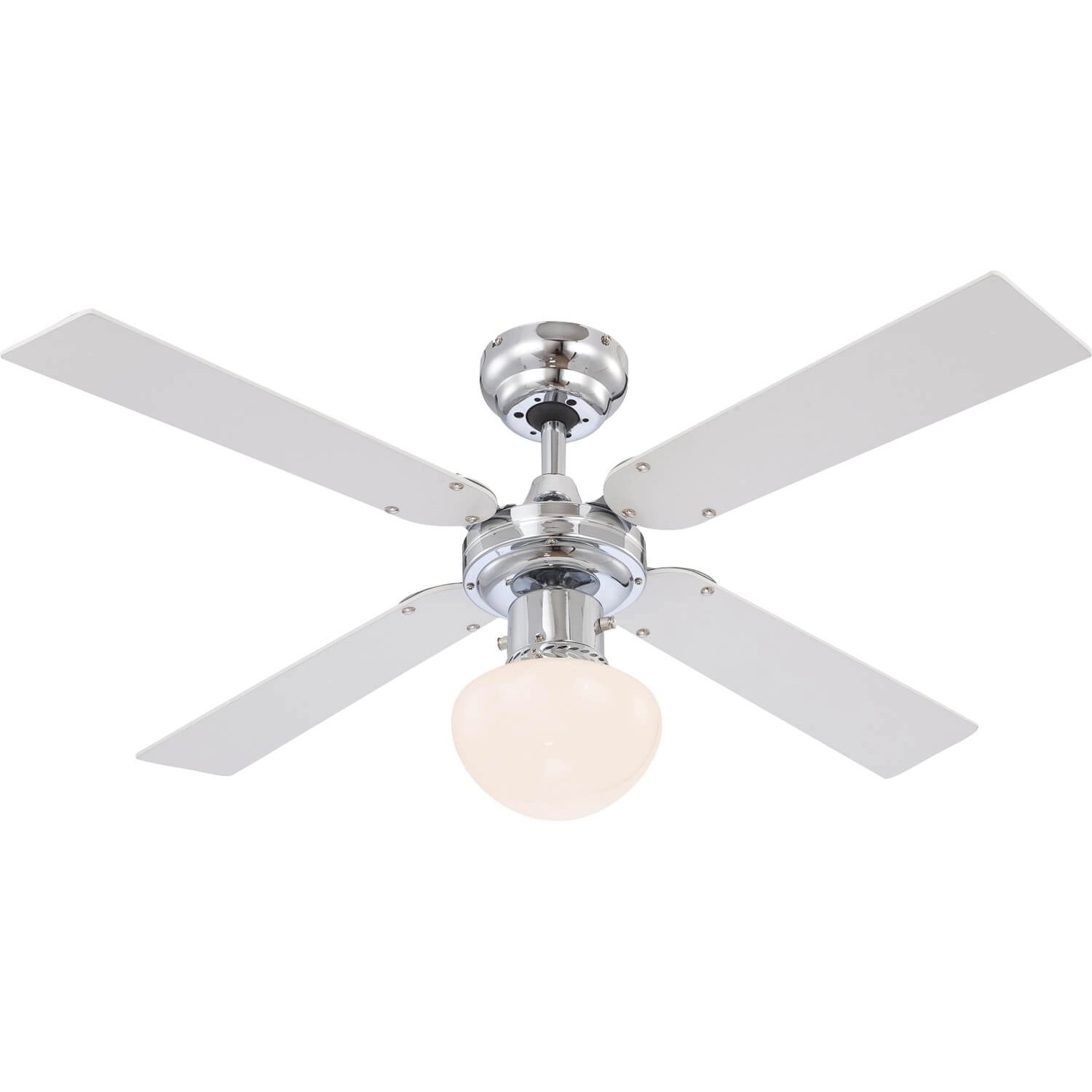 GLOBO Deckenventilator Champion 105 cm Silber - Weiß mit Beleuchtung und Zugketten