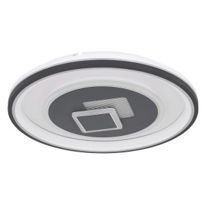 Moderne LED-Deckenleuchte Sundi von Globo, weiß/graphit, Ø 50 cm, dimmbar mit Nachtlichtfunktion.