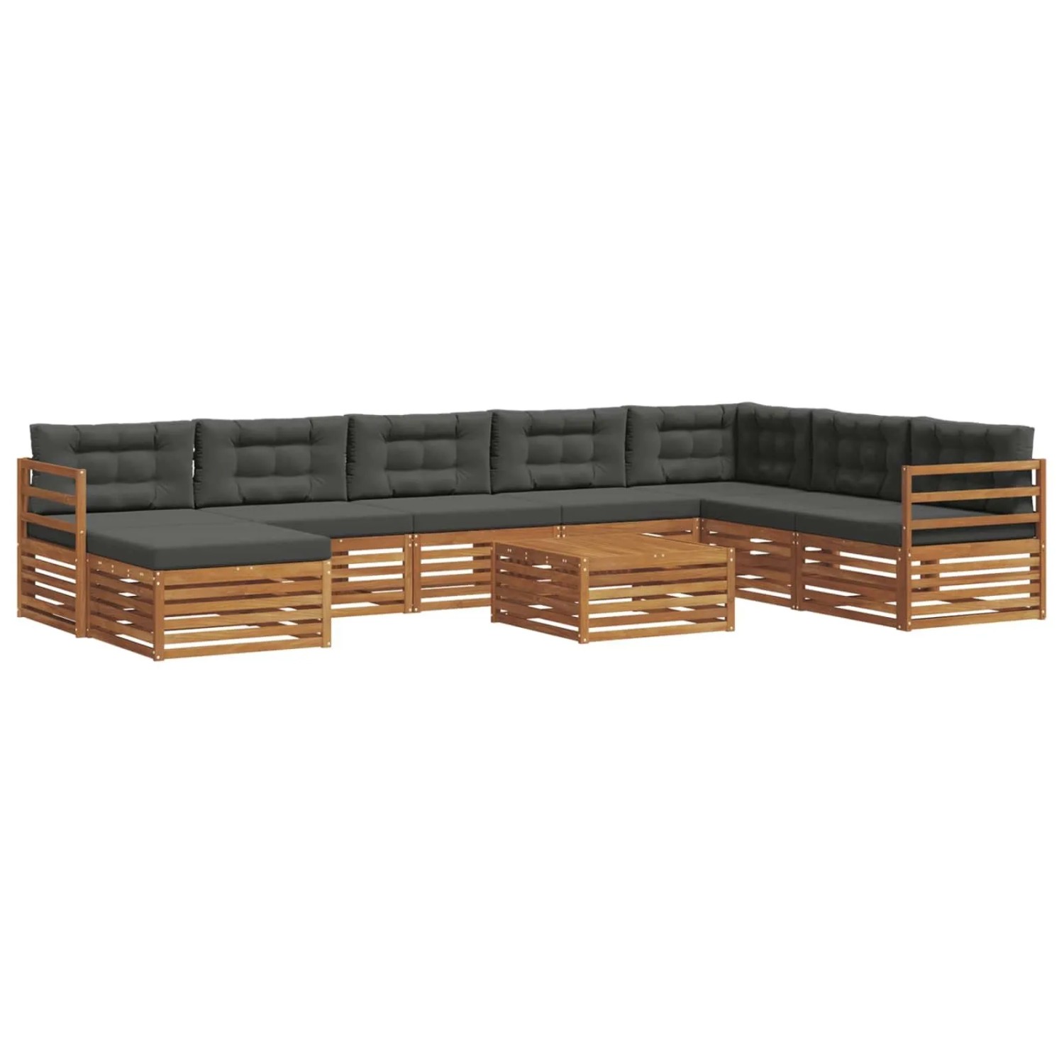 vidaXL Sofagarnituren 9 Tlg Natur und Anthrazit Massivholz Akazie 3373962