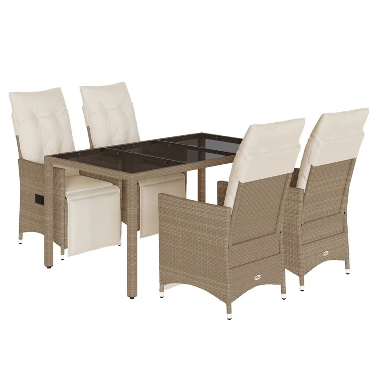 vidaXL 5-Tlg Garten-Bistro-Set mit Kissen Beige Poly Rattan 3276939 günstig online kaufen