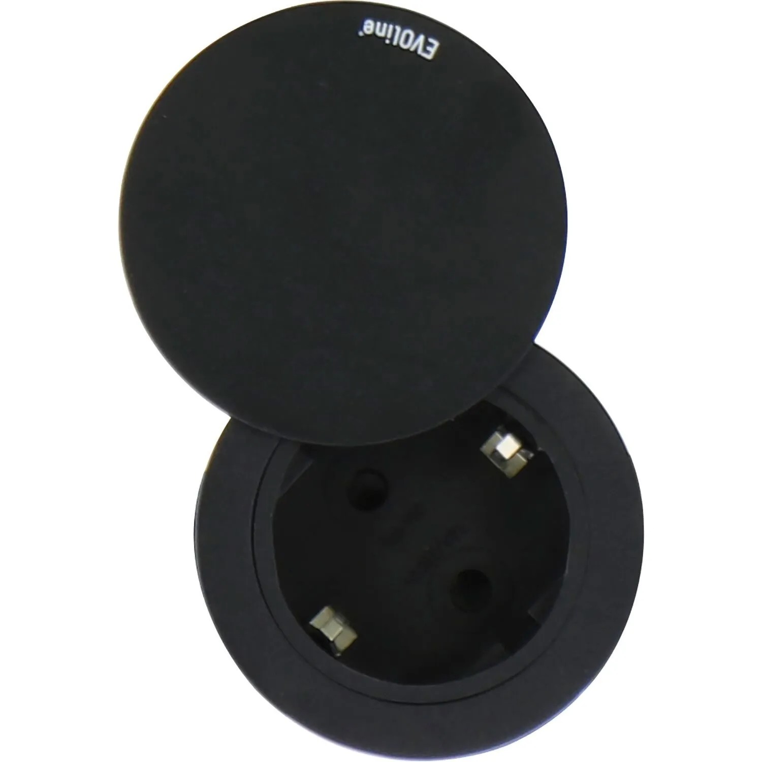 Evoline One Einbausteckdose mit Drehdeckel ø 59 mm 230 V Kunststoff Schwarz