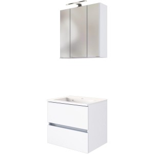 Held Möbel Waschtisch-Set Verona, 60 cm, matt Weiß: Spiegelschrank und Waschtisch mit Mineralgussbecken.